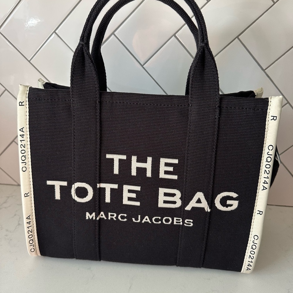 Marc Jacobs Black Canvas Tote with White Accents